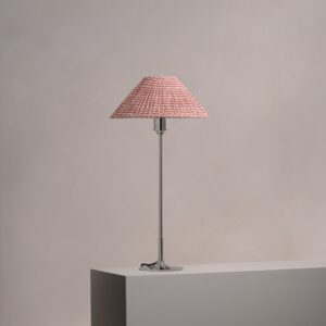 Cotswold średnia plisowana lampa stołowa ceglastoczerwony – Polerowany nikiel