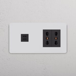 Grove Gniazdo USB-C 30 W i Bipasso x 2 w podwójnej ramce – Do malowania, Czarny
