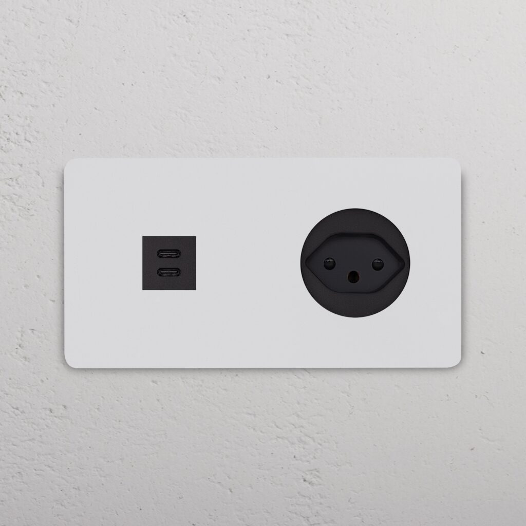 Grove Podwójne gniazdo USB-C 30 W i gniazdo typu J (szwajcarskie) – Do malowania, Czarny
