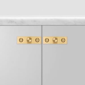 Gałka meblowa z podkładką Linear Plate 12 (zestaw 2 szt.) – Złoty