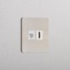 Grove Gniazdo RJ45 i HDMI w pojedynczej ramce – Satynowy nikiel, Biały