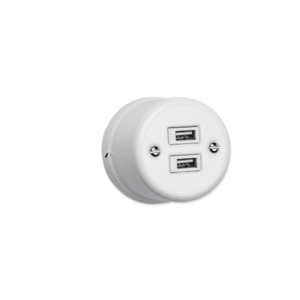 Ceramiczne natynkowe gniazdo podwójne USB białe