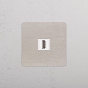 Grove Gniazdo HDMI w pojedynczej ramce – Satynowy nikiel, Biały