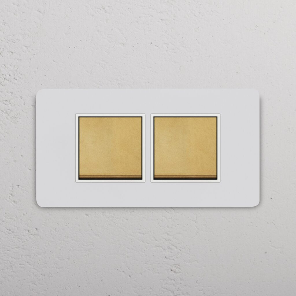 Grove 4-Module 2x Rocker Switch – Paintable Antique Brass, Biały