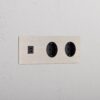 Kew Gniazdo USB-C 30 W i Schuko typu F x 2 w potrójnej ramce – Satynowy nikiel, Czarny