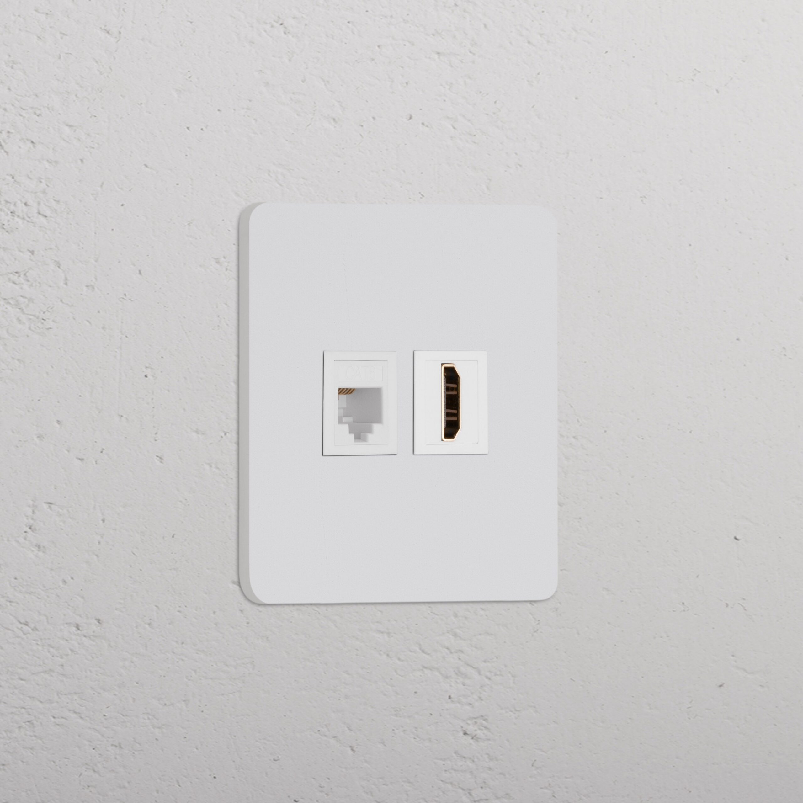 Grove Gniazdo RJ45 i HDMI w pojedynczej ramce – Do malowania, Biały