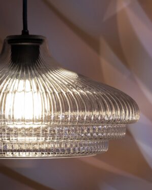 Brookfield duża lampa wisząca z ryflowanym szkłem – Brąz