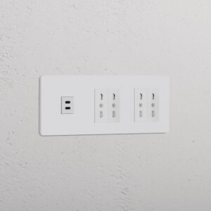 Grove Gniazdo USB-C 30 W i Bipasso x 4 w potrójnej ramce – Do malowania, Biały