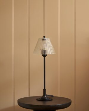 Cotswold mała lampa stołowa z ryflowanym szkłem – Brąz
