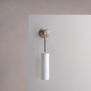 Claremont mały, wiszący kinkiet ścienny z delikatną porcelaną – Satynowy nikiel