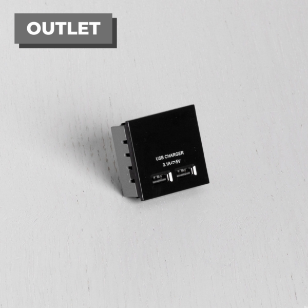 Moduł Gniazda podwójne USB do Euro Plate Standard Brytyjski – Czarny (UK)