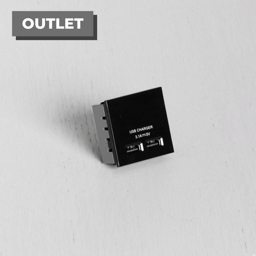 Moduł Gniazda podwójne USB do Euro Plate Standard Brytyjski – Czarny (UK)