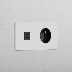 Grove Podwójne gniazdo USB-C 30 W i gniazdo francuskie/belgijskie typu E – Do malowania, Czarny
