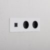 Grove Gniazdo USB-C 30 W i Schuko typu F x 2 w potrójnej ramce – Do malowania, Czarny