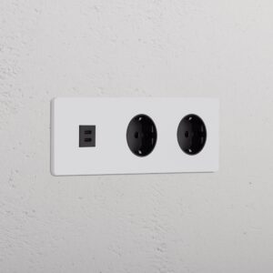 Grove Gniazdo USB-C 30 W i Schuko typu F x 2 w potrójnej ramce – Do malowania, Czarny