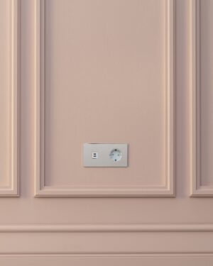 Kew Gniazdo USB-C 30 W i Schuko typu F x 2 w podwójnej ramce – Polerowany nikiel, Biały