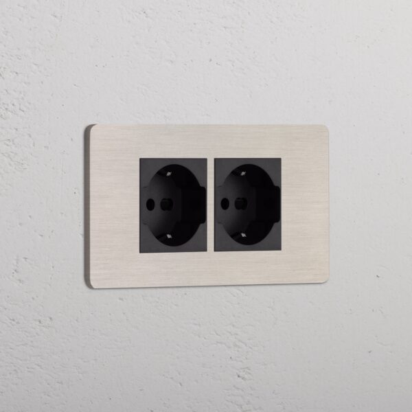 Grove 4-Module 2x Schuko/Bipasso Socket – Satynowy nikiel, Czarny