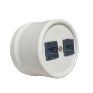 Ceramiczne natynkowe gniazdo internetowe 2xRJ45 białe