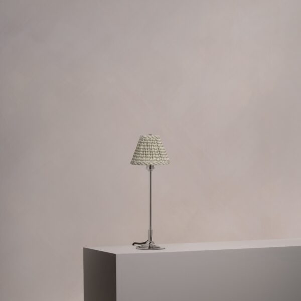 Cotswold mała plisowana lampa stołowa zielony mech – Polerowany nikiel