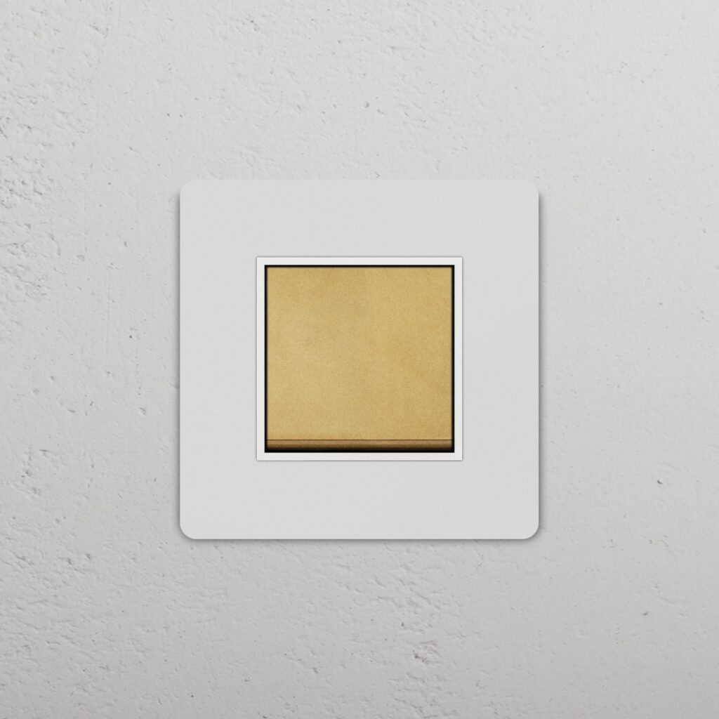 Grove Krzyżowy włącznik klawiszowy w pojedynczej ramce – Antyczny mosiądz do malowania, Biały