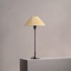 Cotswold średnia plisowana lampa stołowa lniany odcień żółci – Brąz