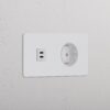 Grove Gniazdo USB-C 30 W i Schuko typu F x 2 w podwójnej ramce – Do malowania, Biały