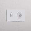 Grove Gniazdo USB-C 30W i szwajcarskie typu J w podwójnej ramce – Do malowania, Biały
