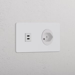 Grove Gniazdo USB-C 30W i szwajcarskie typu J w podwójnej ramce – Do malowania, Biały