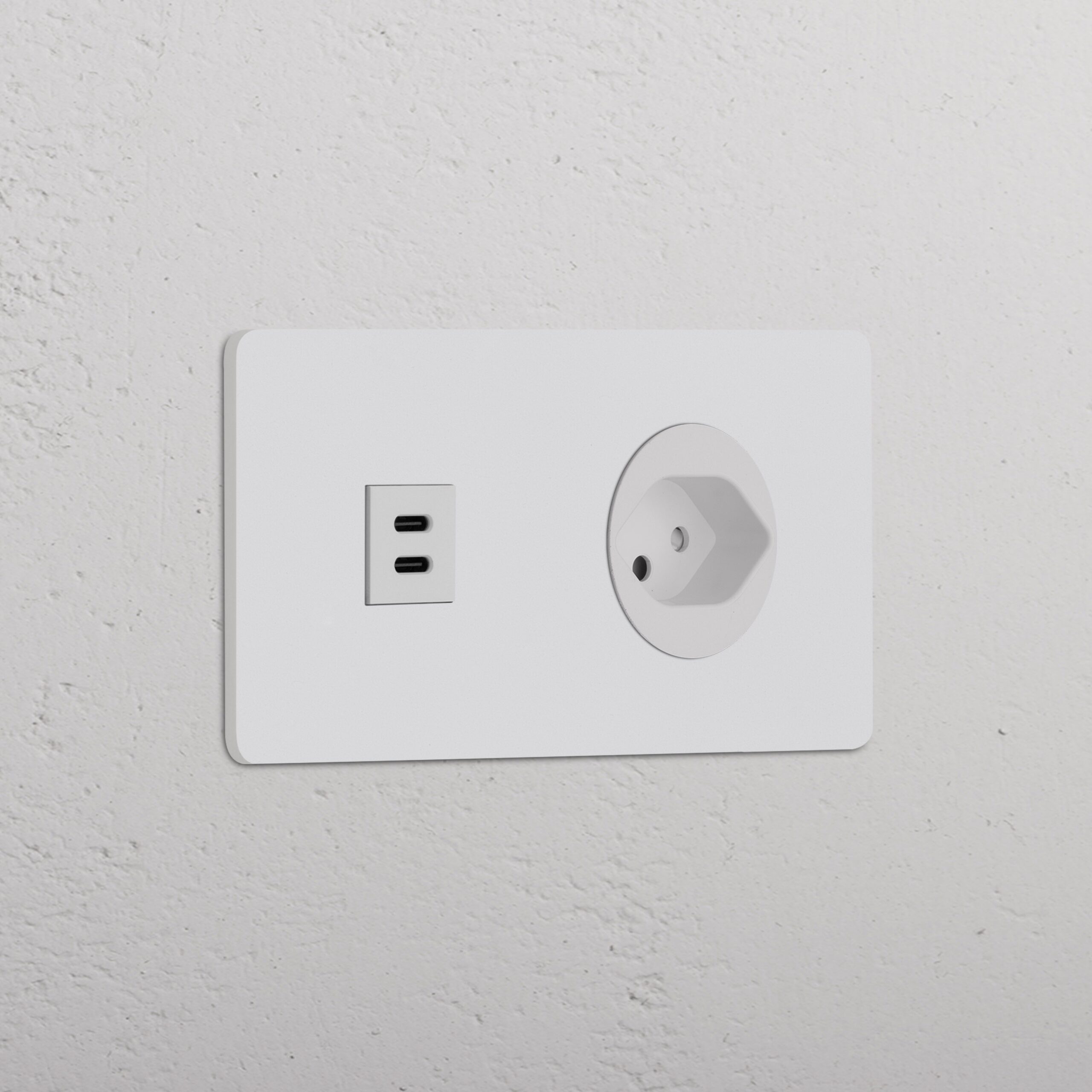 Grove Gniazdo USB-C 30W i szwajcarskie typu J w podwójnej ramce – Do malowania, Biały