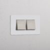 Grove IT Grove 4-Module 2x Rocker Switch – Paintable Satin Nickel White