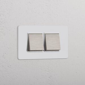 Grove IT Grove 4-Module 2x Rocker Switch – Paintable Satin Nickel White