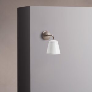 Richmond mały kinkiet ścienny z delikatną porcelaną – Satynowy nikiel
