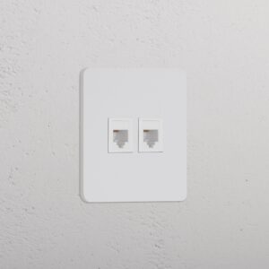 Grove Gniazdo RJ45 x 2 w pojedynczej ramce – Do malowania, Biały