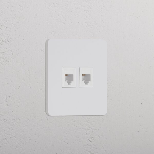 Grove Gniazdo RJ45 x 2 w pojedynczej ramce – Do malowania, Biały