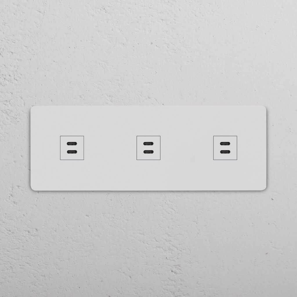 Grove Gniazdo USB-C 30 W x 3 w potrójnej ramce – Do malowania, Biały