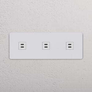 Grove Gniazdo USB-C 30 W x 3 w potrójnej ramce – Do malowania, Biały