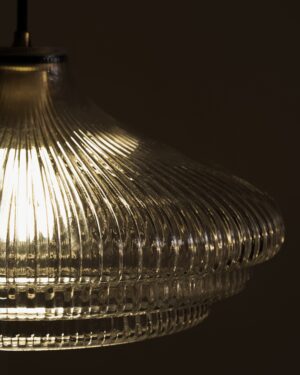 Brookfield duża lampa wisząca z ryflowanym szkłem – Antyczny mosiądz