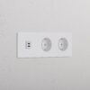 Grove Gniazdo USB-C 30 W i Schuko typu F x 2 w potrójnej ramce – Do malowania, Biały