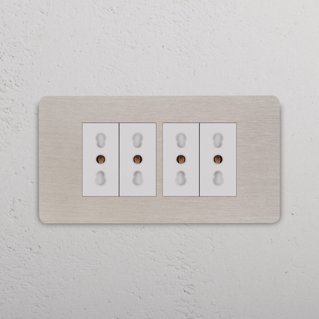 Grove 4-Module 4x Bipasso Socket – Satynowy nikiel, Biały