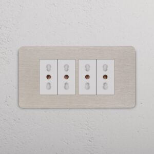 Grove 4-Module 4x Bipasso Socket – Satynowy nikiel, Biały