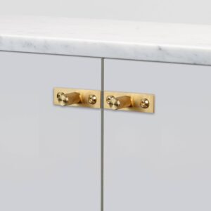 Gałka meblowa z podkładką Linear Plate 12 (zestaw 2 szt.) – Złoty