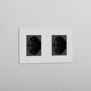 Grove Gniazdo Schuko/Bipasso x 2 w podwójnej ramce – Do malowania, Czarny