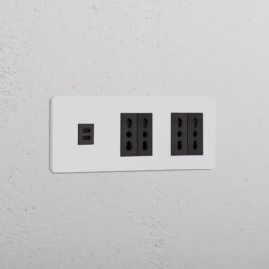 Grove Gniazdo USB-C 30 W i Bipasso x 4 w potrójnej ramce – Do malowania, Czarny