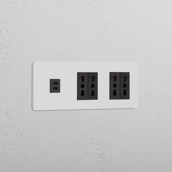 Grove Gniazdo USB-C 30 W i Bipasso x 4 w potrójnej ramce – Do malowania, Czarny