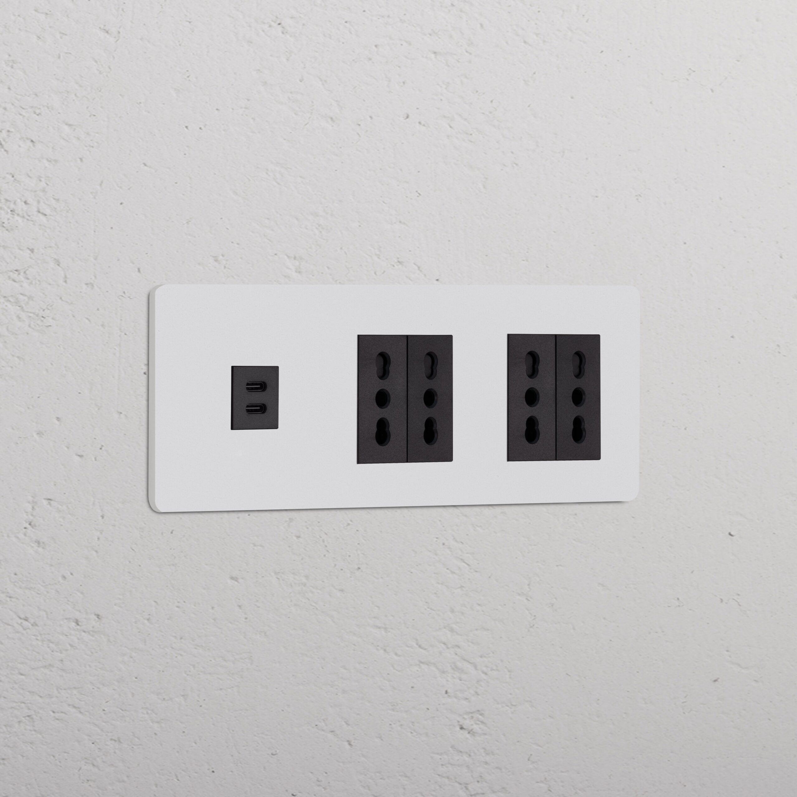 Grove Gniazdo USB-C 30 W i Bipasso x 4 w potrójnej ramce – Do malowania, Czarny