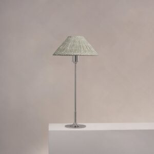 Cotswold średnia plisowana lampa stołowa zielony mech – Polerowany nikiel