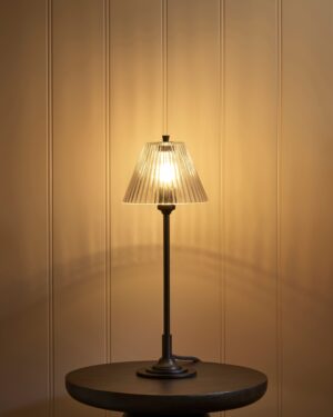 Cotswold mała lampa stołowa z ryflowanym szkłem – Brąz