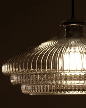 Brookfield duża lampa wisząca z ryflowanym szkłem – Brąz