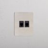 Kew Gniazdo RJ45 x 2 w pojedynczej ramce – Satynowy nikiel, Czarny