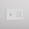 Grove Gniazdo USB-C 30 W i Bipasso x 2 w podwójnej ramce – Do malowania, Biały